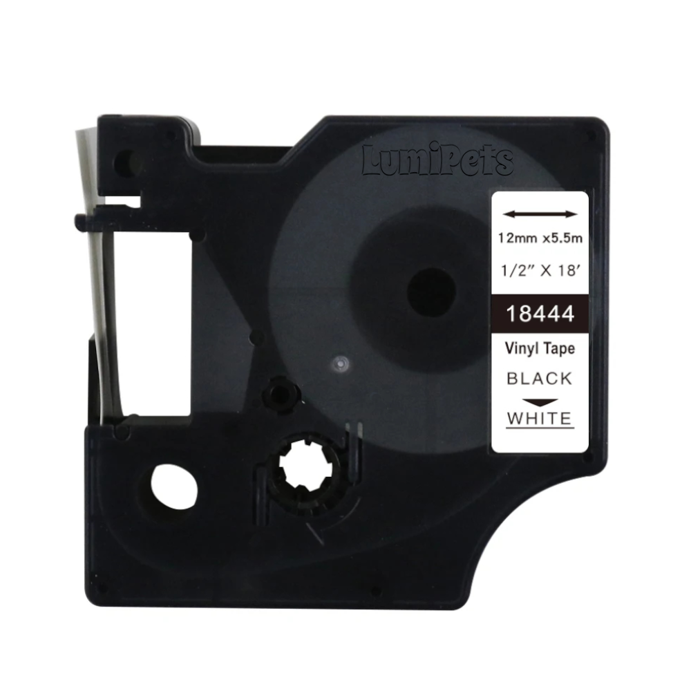 Etiqueta Vinilo Industrial RHINO 12mm Blanca | Tipo 18444 DYMO | Adhesivo Permanente LumiPets