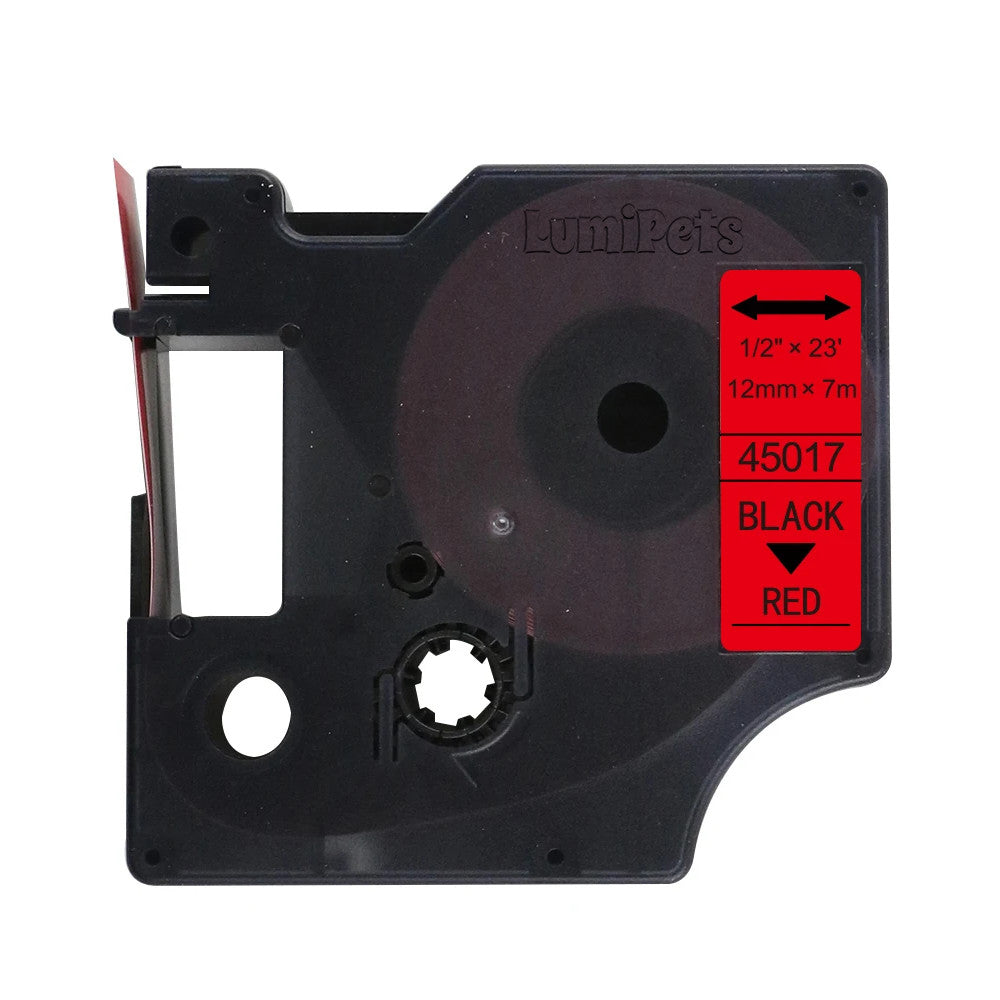 Cinta Etiqueta D1 para Rotuladora DYMO 12mm X 7m | Roja 45017