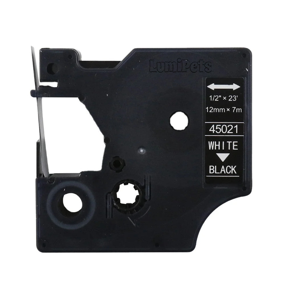 Cinta Etiqueta D1 para Rotuladora DYMO 12mm X 7m | Negra 45021