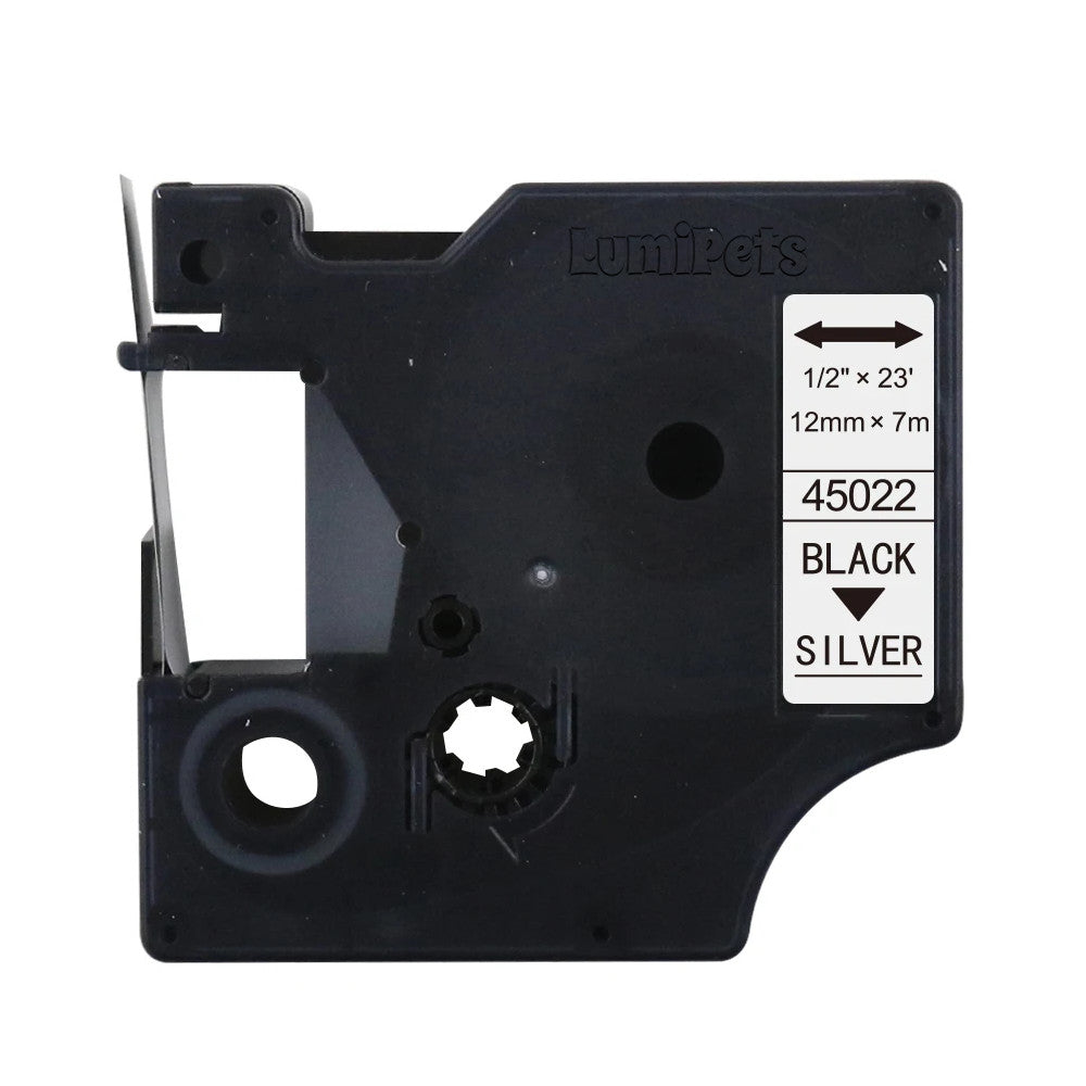 Cinta Etiqueta D1 para Rotuladora DYMO 12mm X 7m | Plata 45022