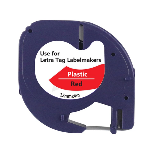 Cinta tipo Letratag para Rotuladora DYMO 12mm x 4m | Roja 91333