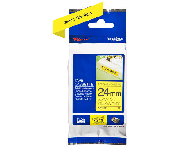Cinta Rotuladora TZe-S651 | Brother | 24mm x 8m | Adhesivo Fuerte