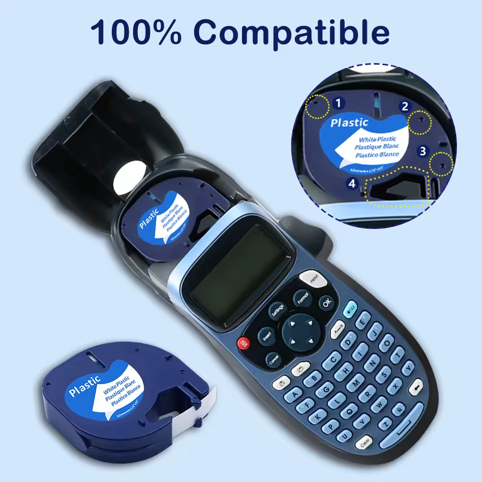 Cinta tipo Letratag para Rotuladora DYMO 12mm x 4m | Metálica 91338 Plateada LumiPets