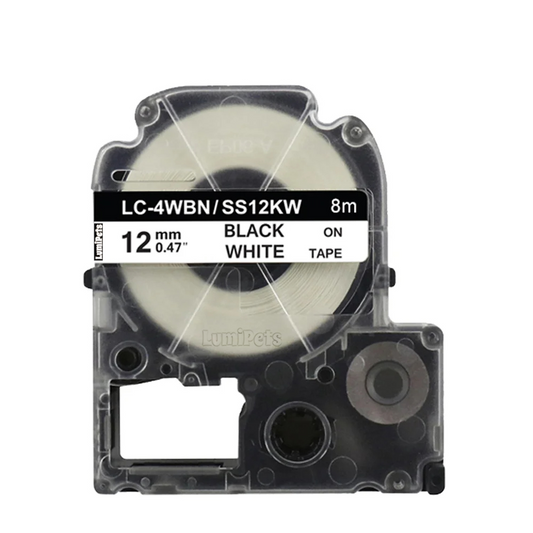 Cinta Tipo LK-4WBN para Rotuladora Epson 12mm x 8m Blanca