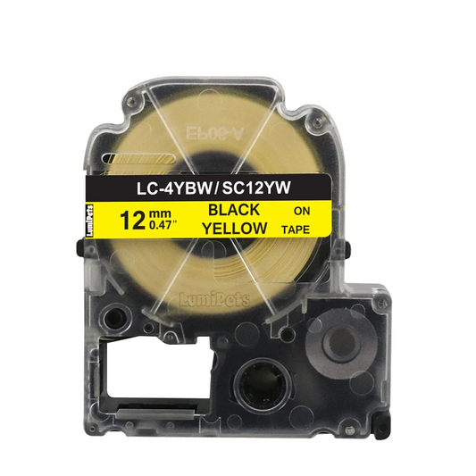 Cinta Tipo LK-4YBW para Rotuladora Epson 12mm x 8m Amarilla