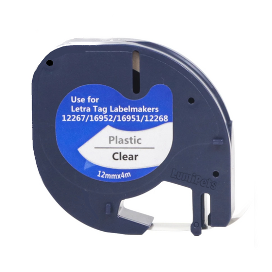 Cinta tipo Letratag para Rotuladora DYMO 12mm x 4m | Transparente 16952 LumiPets
