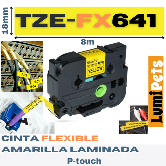 Cinta TZe-FX641 Para Rotuladora Brother Modelo Pt 18mm X 8m