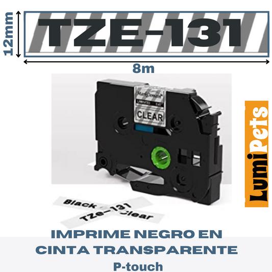 Tze-131 Transparent Strap For Brother Labeling Machine 12mm X 8m
