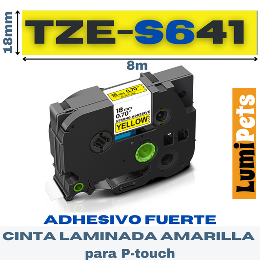 Cinta TZe-S641 Para Rotuladora Brother Modelo Pt, 18mm X 8m | Adhesivo Fuerte