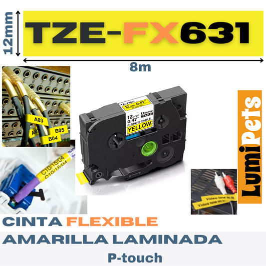 Cinta TZe-Fx631 Para Rotuladora Brother Modelo Pt 12mm X 8m