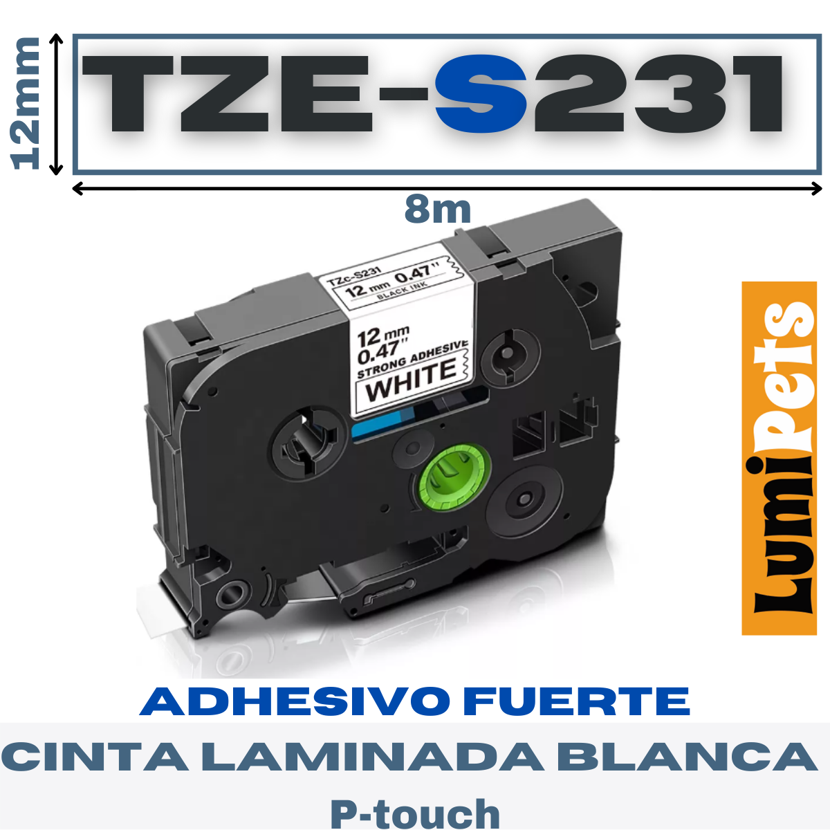 Belt Tze-231 For Labeling Machine Brother Pt Model, 12mm X 8m