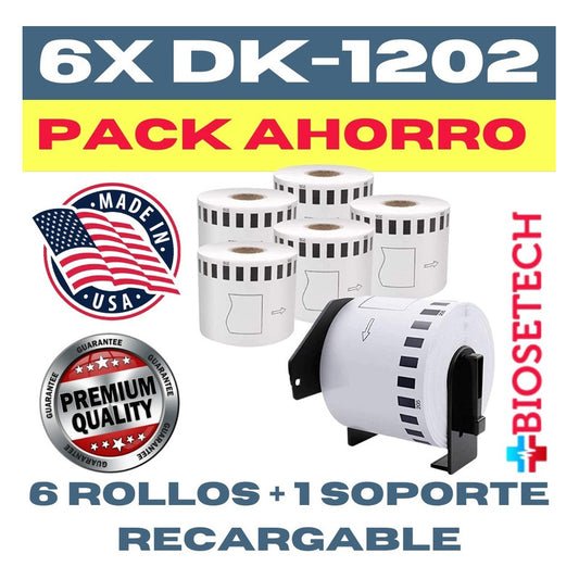 6 Rolls + Label Support Dk-1202 62mm X 102mm 1800 Etiq