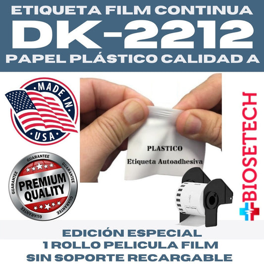 Continuous Plastic Film Label Roll Dk-2212 62mm X 15.24m