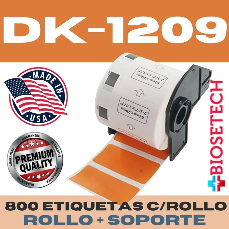Roll 800 Color Thermal Labels Dk-1209, 29mm X 62mm