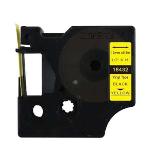 Etiqueta Vinilo Industrial RHINO 12mm Amarilla | Tipo 18432 3M DYMO | Fuerte Adhesivo LumiPets