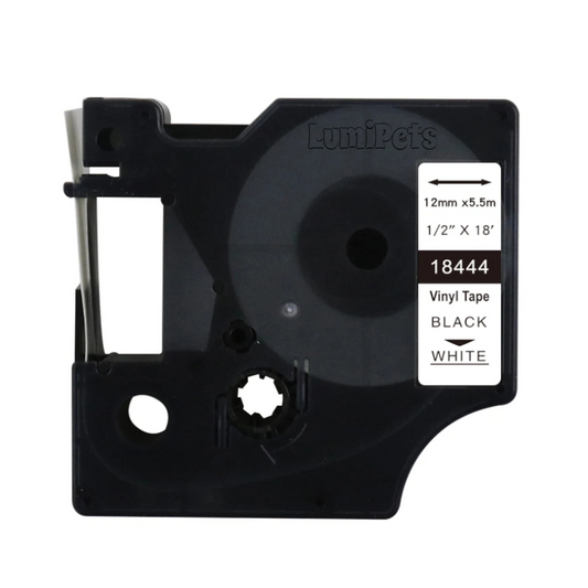 Etiqueta Vinilo Industrial RHINO 12mm Blanca | Tipo 18444 DYMO | Adhesivo Permanente LumiPets