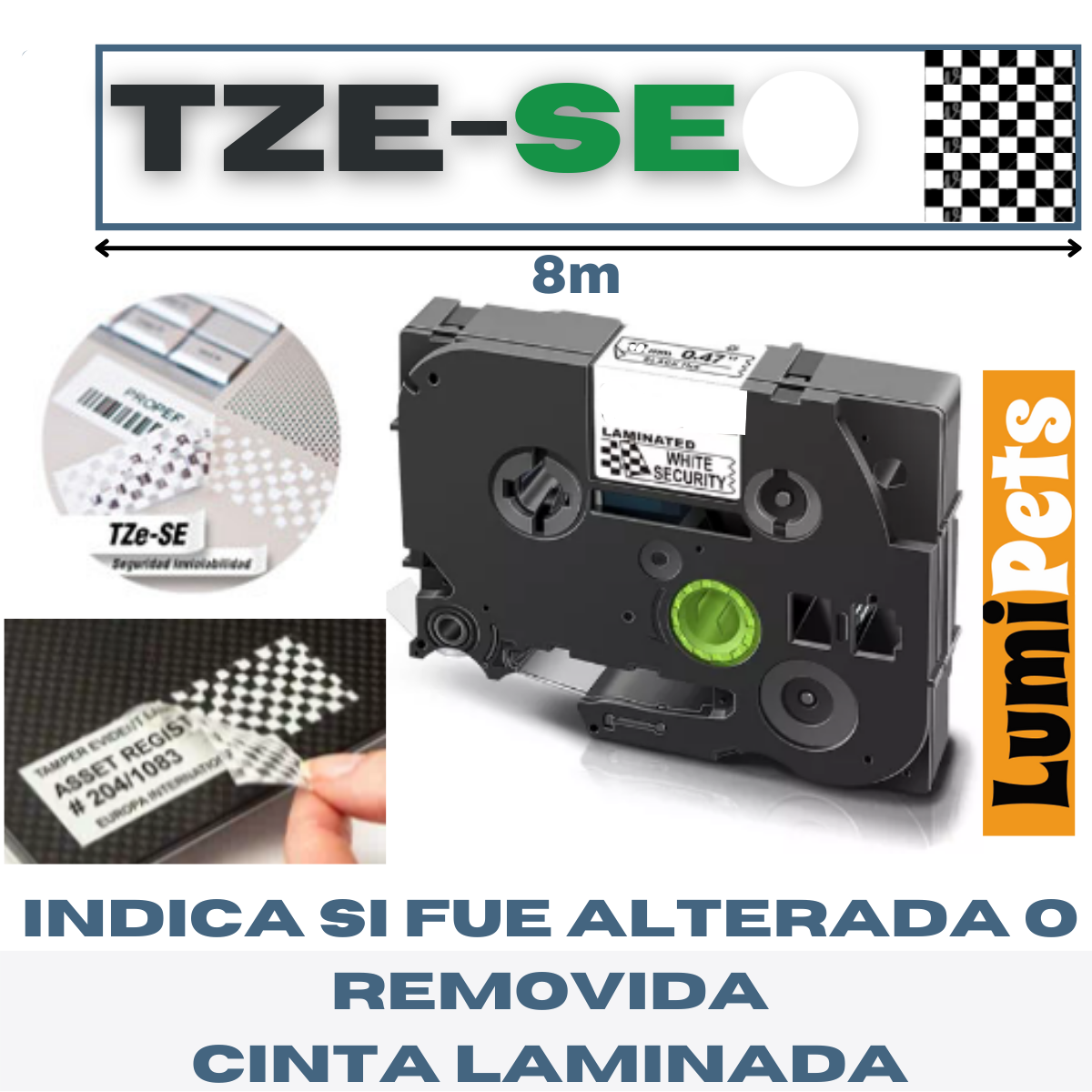 TZe-SE4 de Seguridad Para Rotuladora Brother Pt, 18mm X 8m
