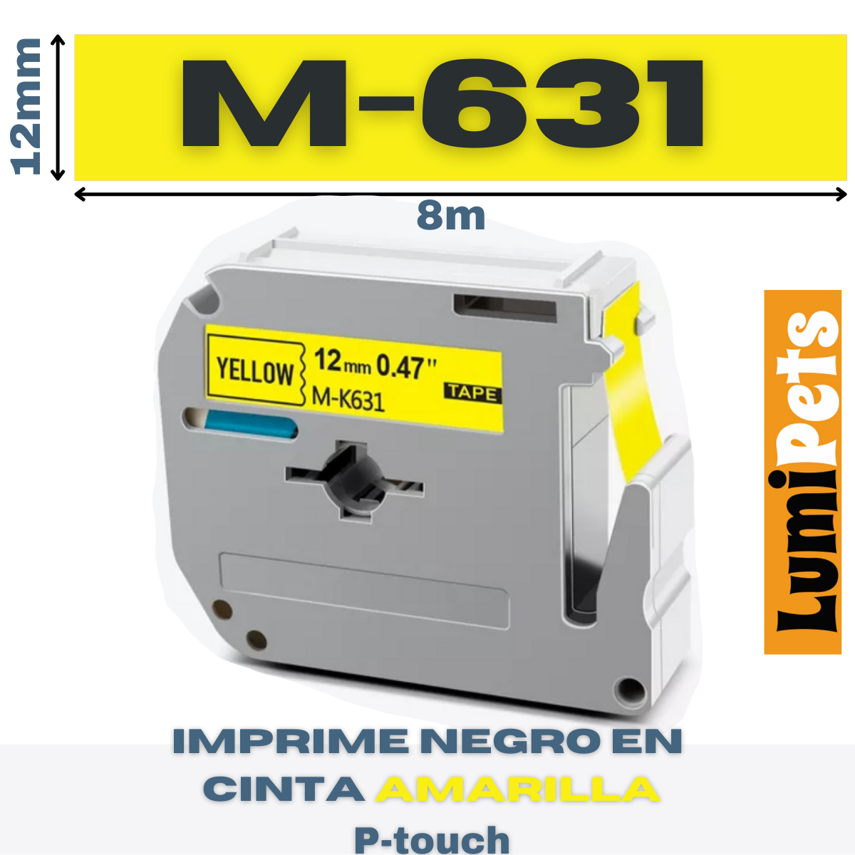 Belt M-631 For Labeling Machine Brother Pt Model, 12mm X 8m