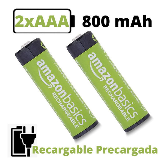 2 Pilas Recargables Amazonbasics Tamaño Aaa, 800 Mah, Ni-mh