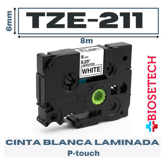 Cinta Tze-211 Para Rotuladora Brother Modelo Pt, 6mm X 8m