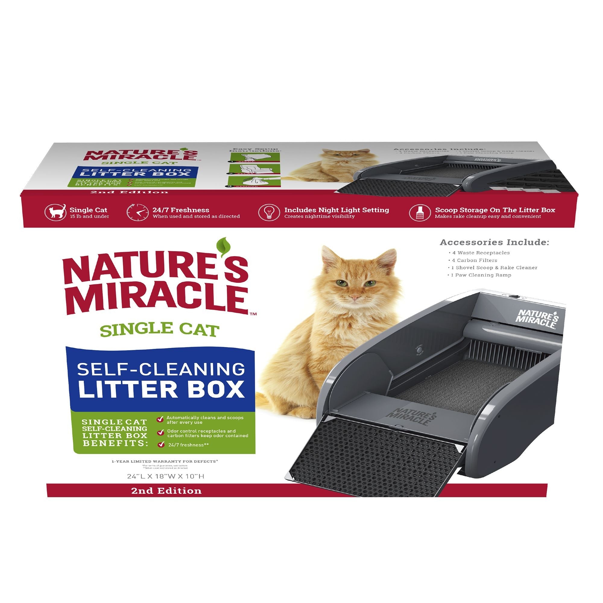 Ubuy Nature's Miracle Self Cleaning Litter Box Single Cat